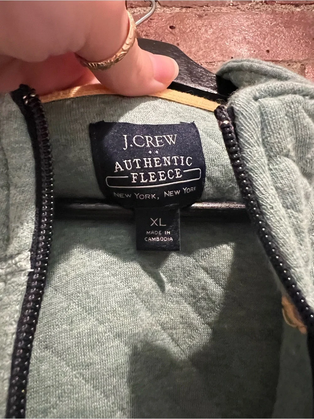 J. Crew Quilted Quarter-Zip Fleece Men's Size XL Heather Oregano Green